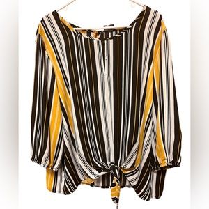 3XL Vertical Striped top with tie in front